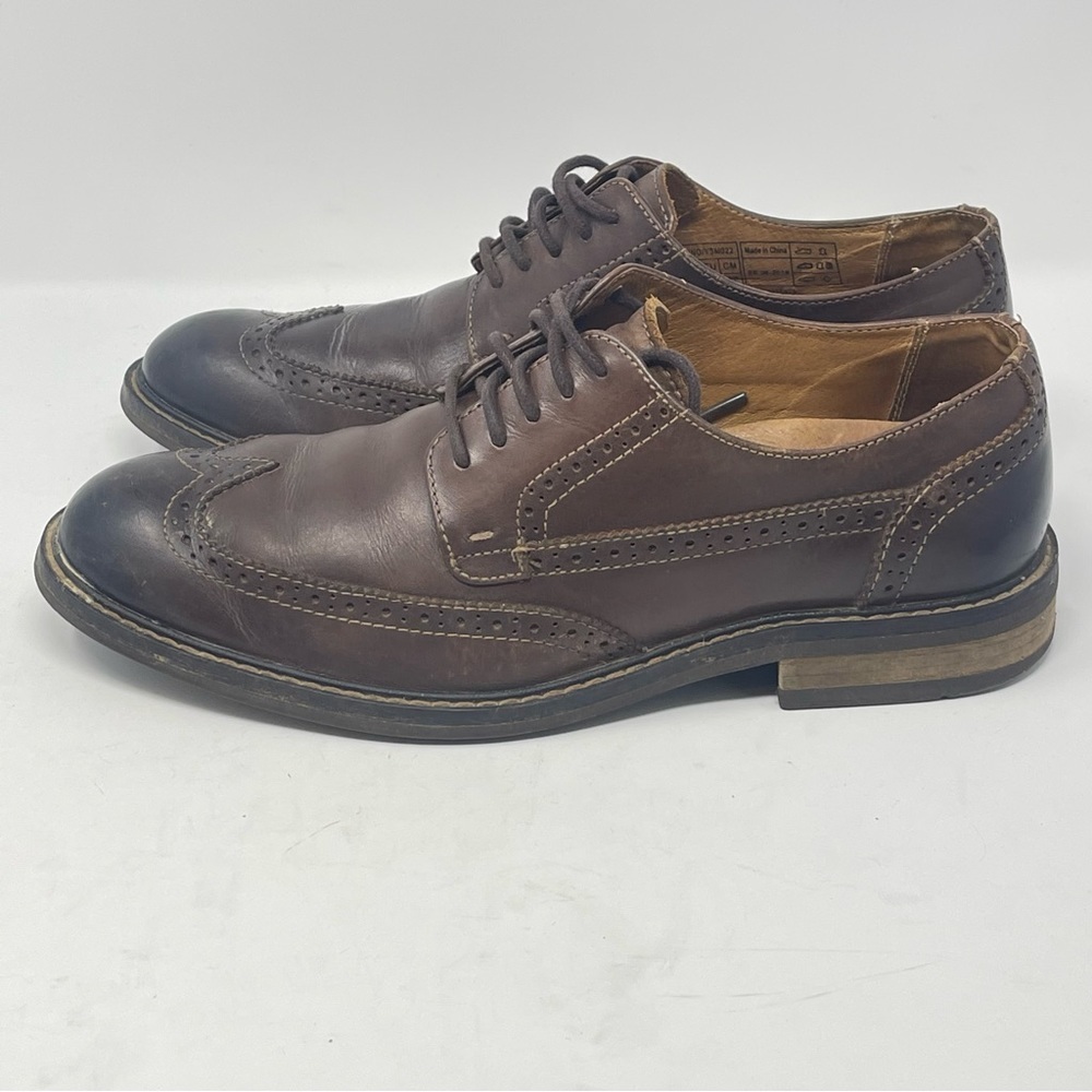 Vionic Bruno Shoes Mens 9 Brown Leather Wingtip Brogue Lace Up Derby Oxford